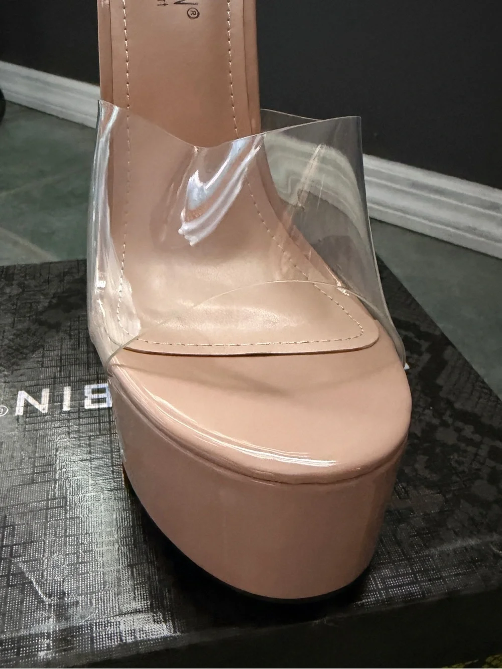 Women's Open Toe Chunky Platform Mules Clear Strap Sky High Heels- Cape Robbin